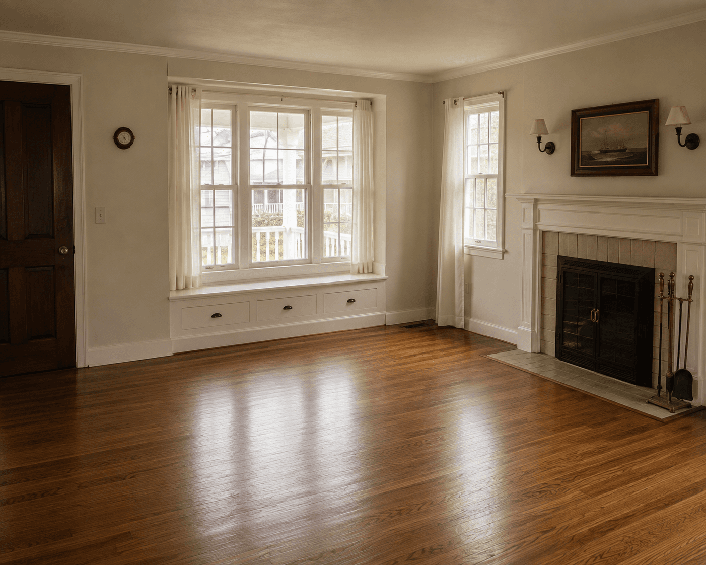 Empty living room after a full estate cleanout in the East Bay