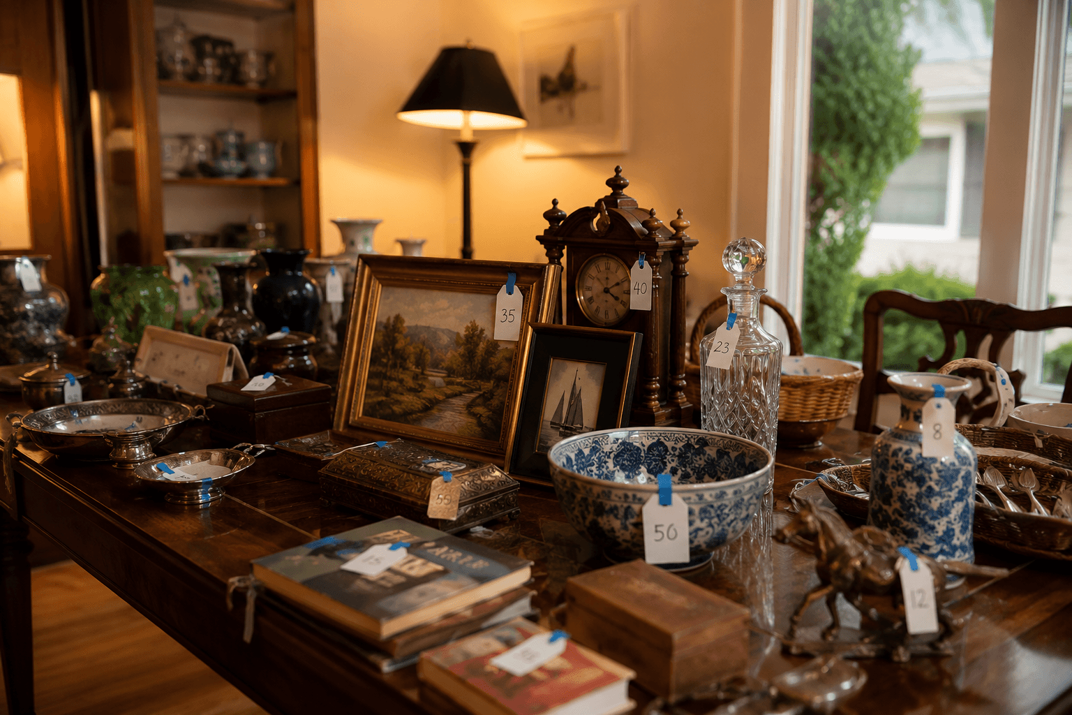 Online estate auction cataloging household contents